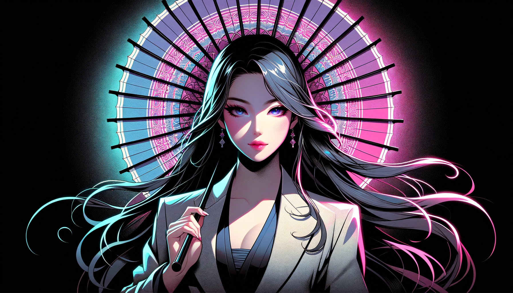 Luna in shadow rim portrait — one of seven personas you can run on Parasol today
